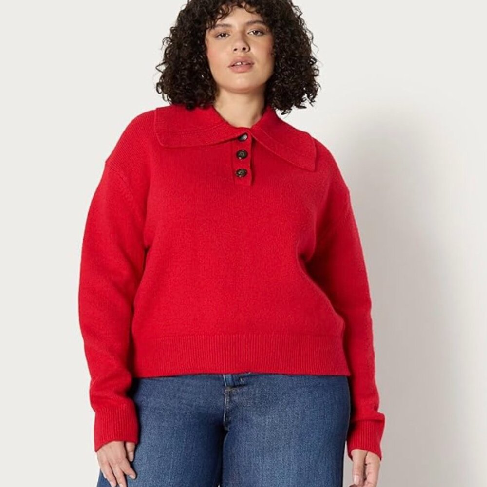 Amazon Essentials Women's Red Pullover Sweater Size L "Demi's Pick"